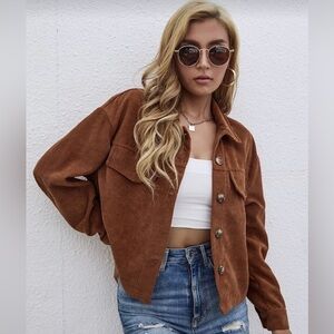 SHEIN Tan Corduroy Utility Jacket